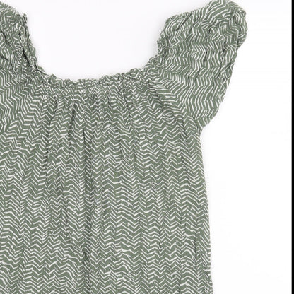 Primark Womens Green Animal Print  Basic Blouse Size 14