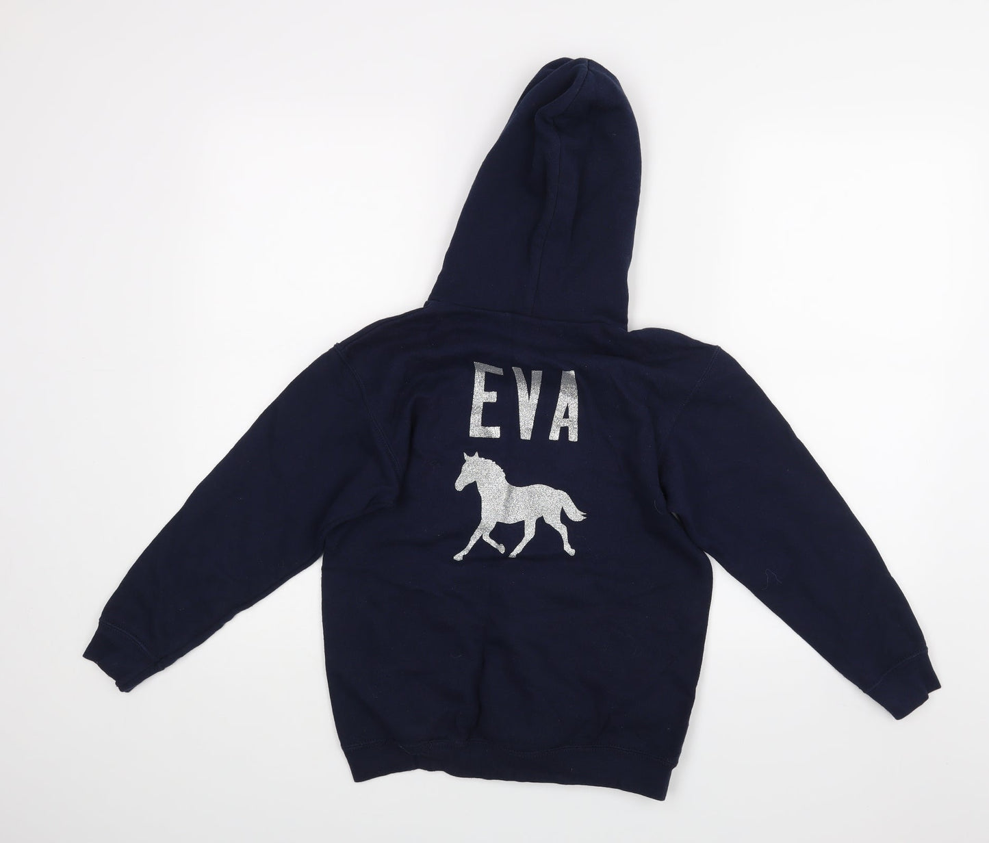 Fruit of the Loom Girls Blue   Pullover Hoodie Size 9-10 Years  - Horse