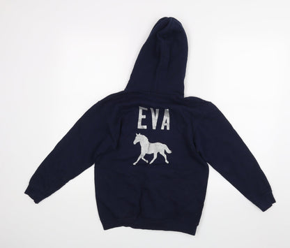 Fruit of the Loom Girls Blue   Pullover Hoodie Size 9-10 Years  - Horse