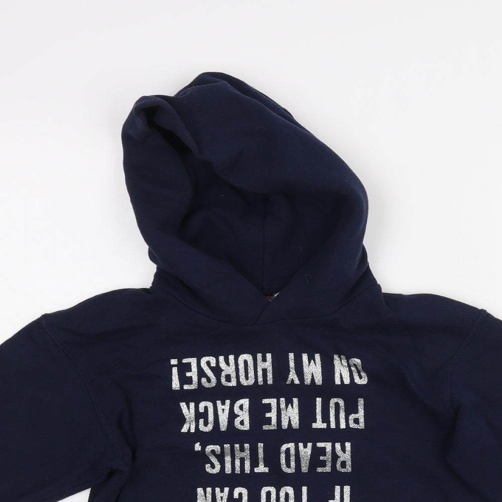 Fruit of the Loom Girls Blue   Pullover Hoodie Size 9-10 Years  - Horse