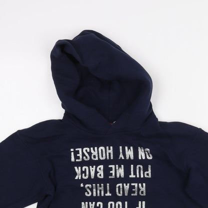 Fruit of the Loom Girls Blue   Pullover Hoodie Size 9-10 Years  - Horse