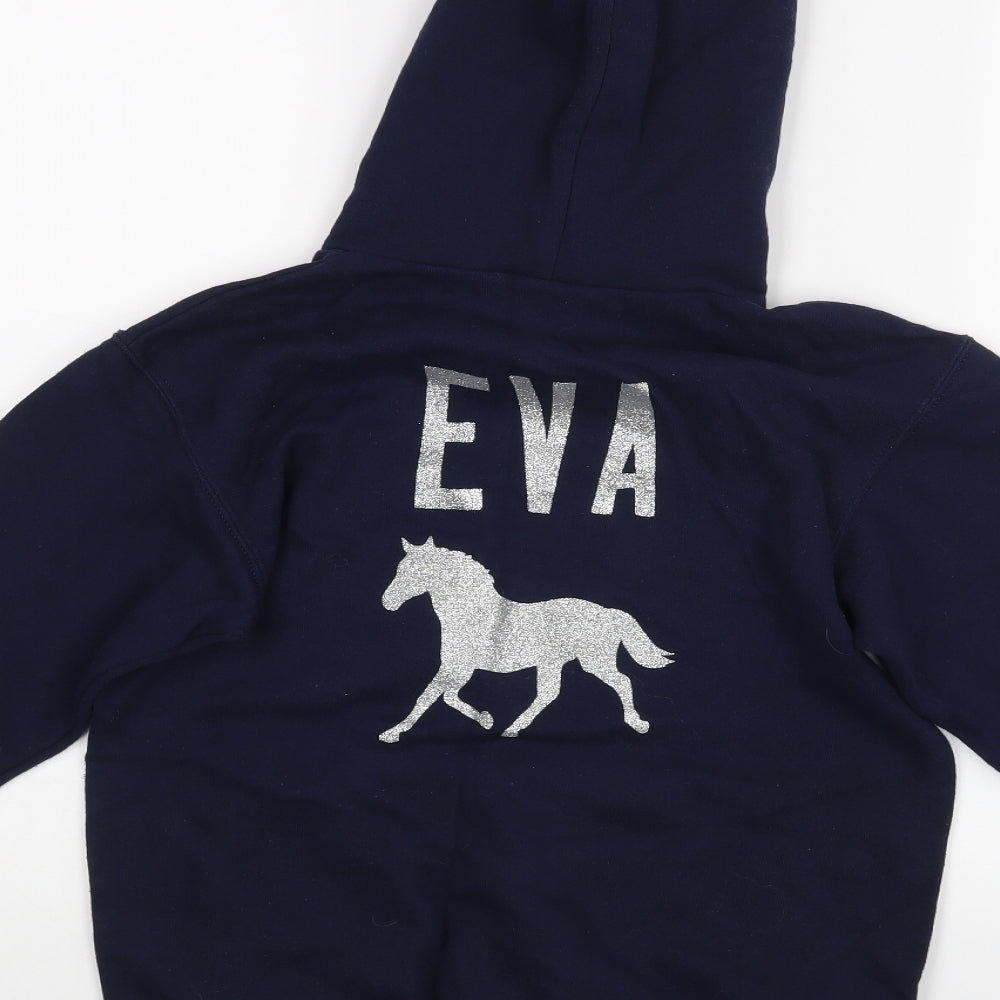 Fruit of the Loom Girls Blue   Pullover Hoodie Size 9-10 Years  - Horse