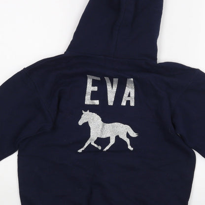 Fruit of the Loom Girls Blue   Pullover Hoodie Size 9-10 Years  - Horse