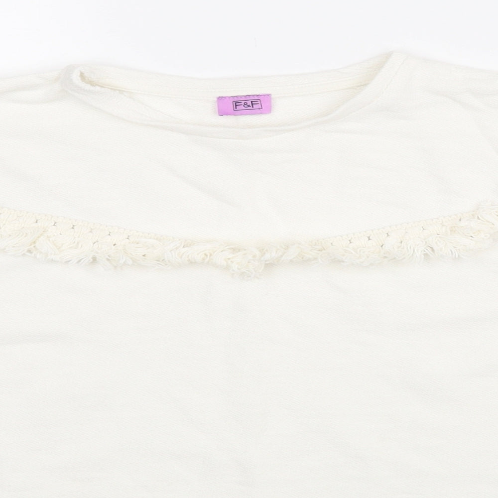 F&F Girls White  Rayon  Jumper Size 11-12 Years