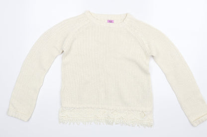 F&F Girls White   Pullover Jumper Size 12-13 Years