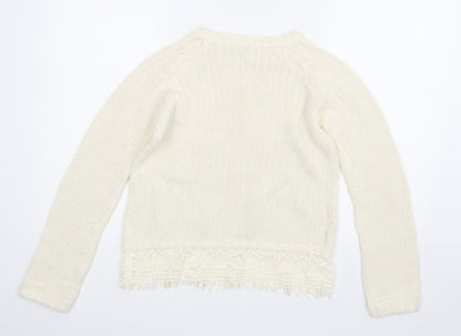 F&F Girls White   Pullover Jumper Size 12-13 Years