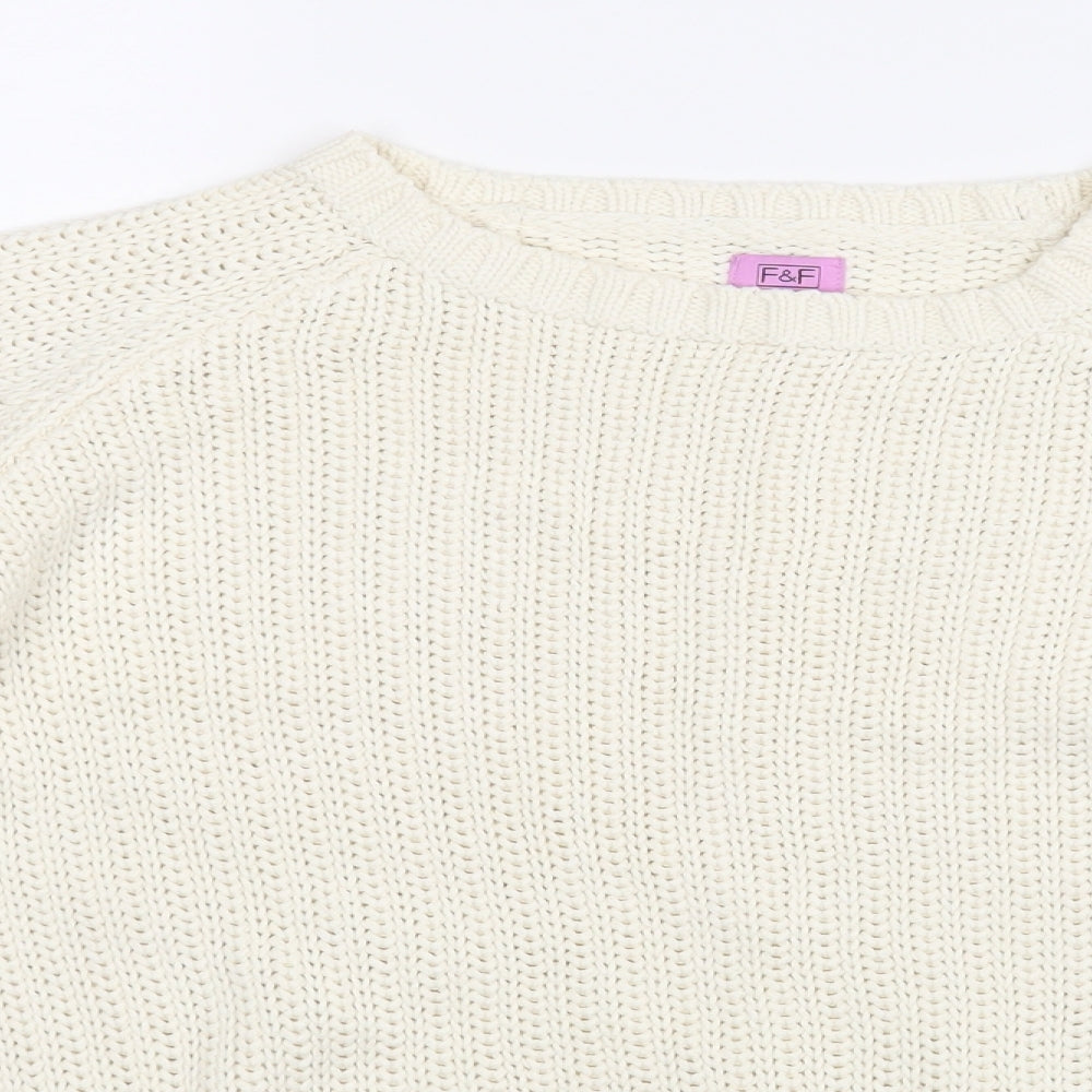 F&F Girls White   Pullover Jumper Size 12-13 Years