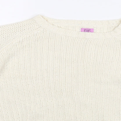 F&F Girls White   Pullover Jumper Size 12-13 Years