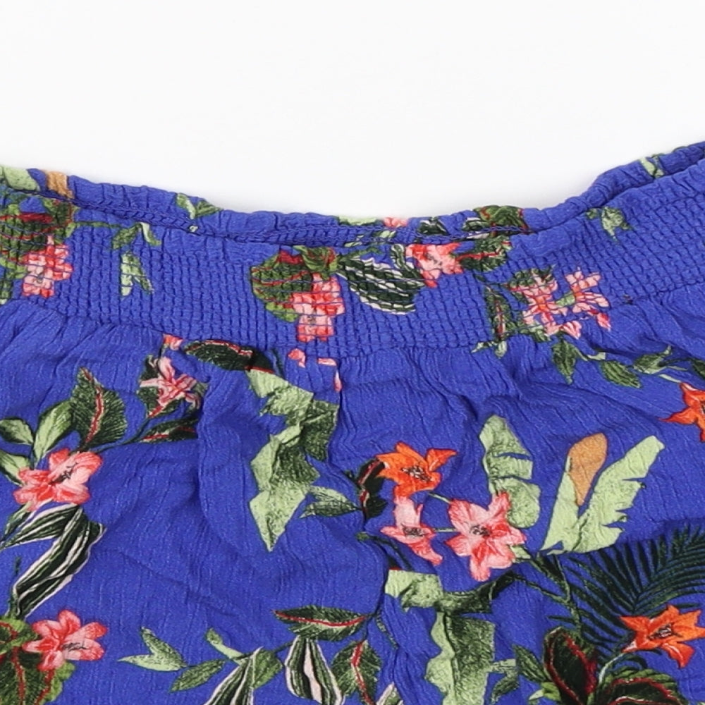 New Look Womens Blue Floral  Culotte Shorts Size 8