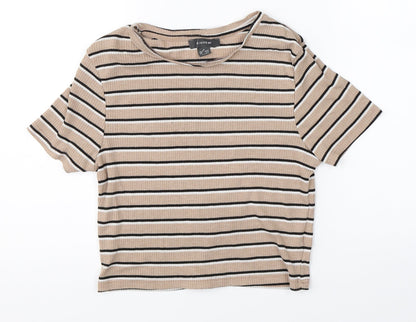 Primark Womens Beige Striped  Basic T-Shirt Size M