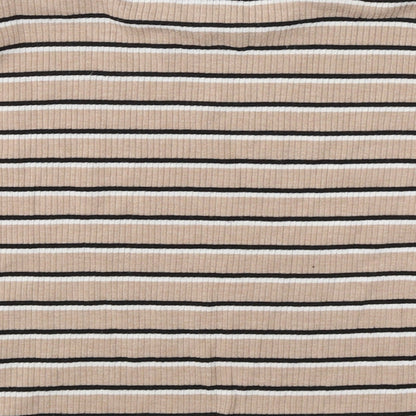 Primark Womens Beige Striped  Basic T-Shirt Size M
