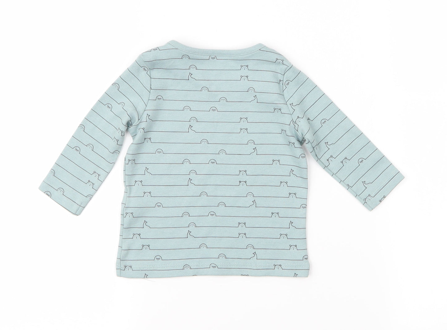 Fred & Flo Baby Green Animal Print  Basic T-Shirt Size 0-3 Months  - Bears, Whales, Seals