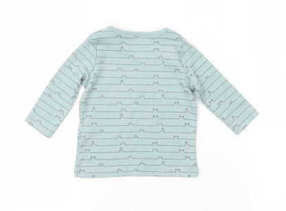 Fred & Flo Baby Green Animal Print  Basic T-Shirt Size 0-3 Months  - Bears, Whales, Seals