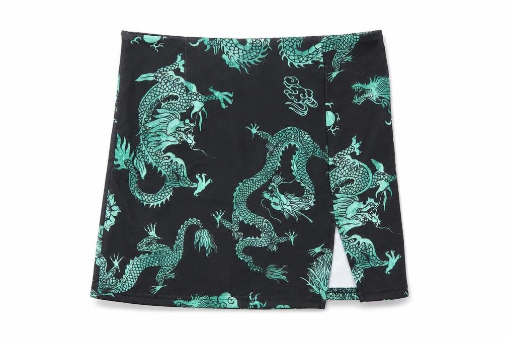 SHEIN Womens Black Animal Print  Wrap Skirt Size S  - Dragon