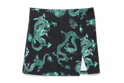 SHEIN Womens Black Animal Print  Wrap Skirt Size S  - Dragon