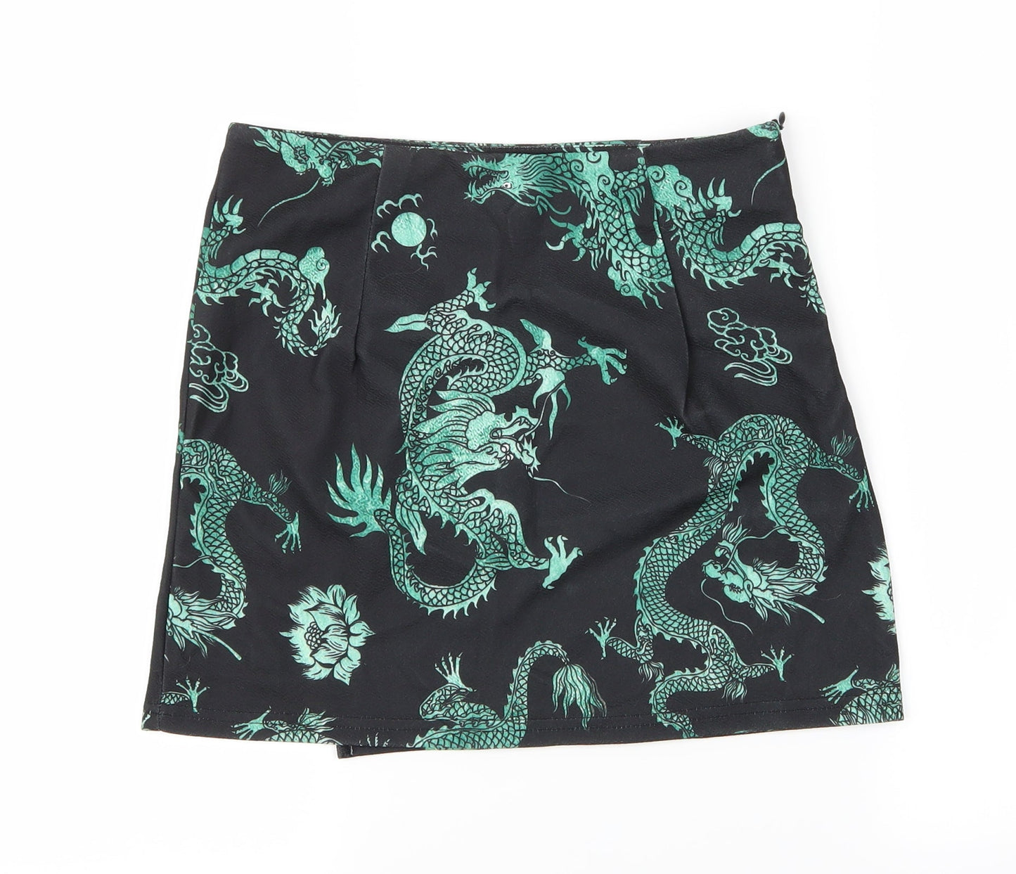 SheIn Womens Black Animal Print  Wrap Skirt Size S  - Dragon