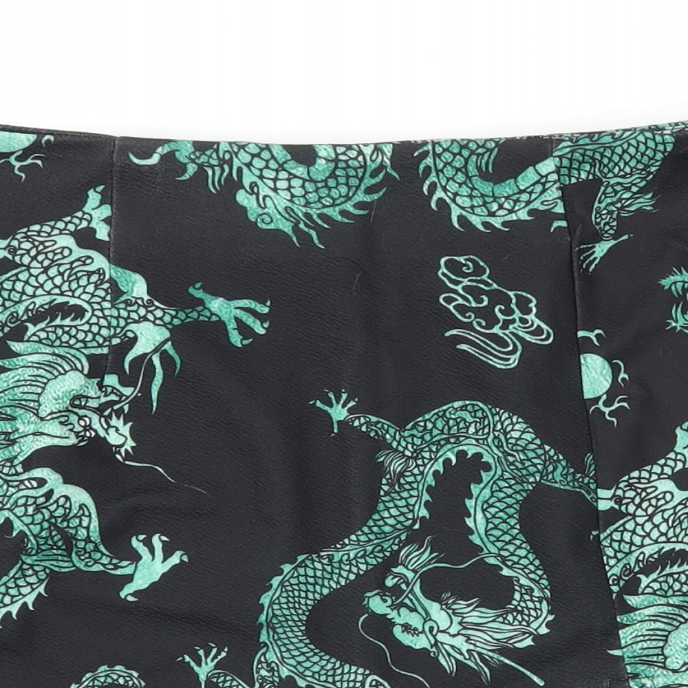 SheIn Womens Black Animal Print  Wrap Skirt Size S  - Dragon