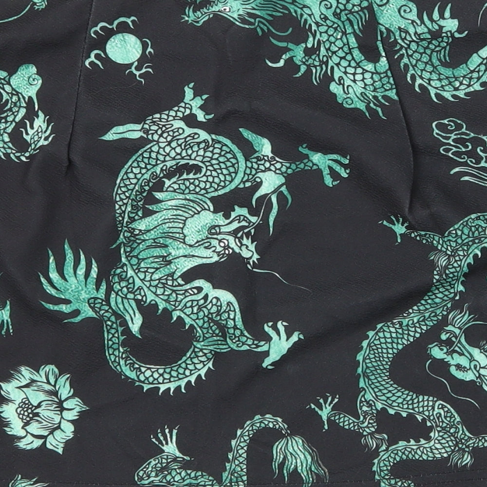 SheIn Womens Black Animal Print  Wrap Skirt Size S  - Dragon