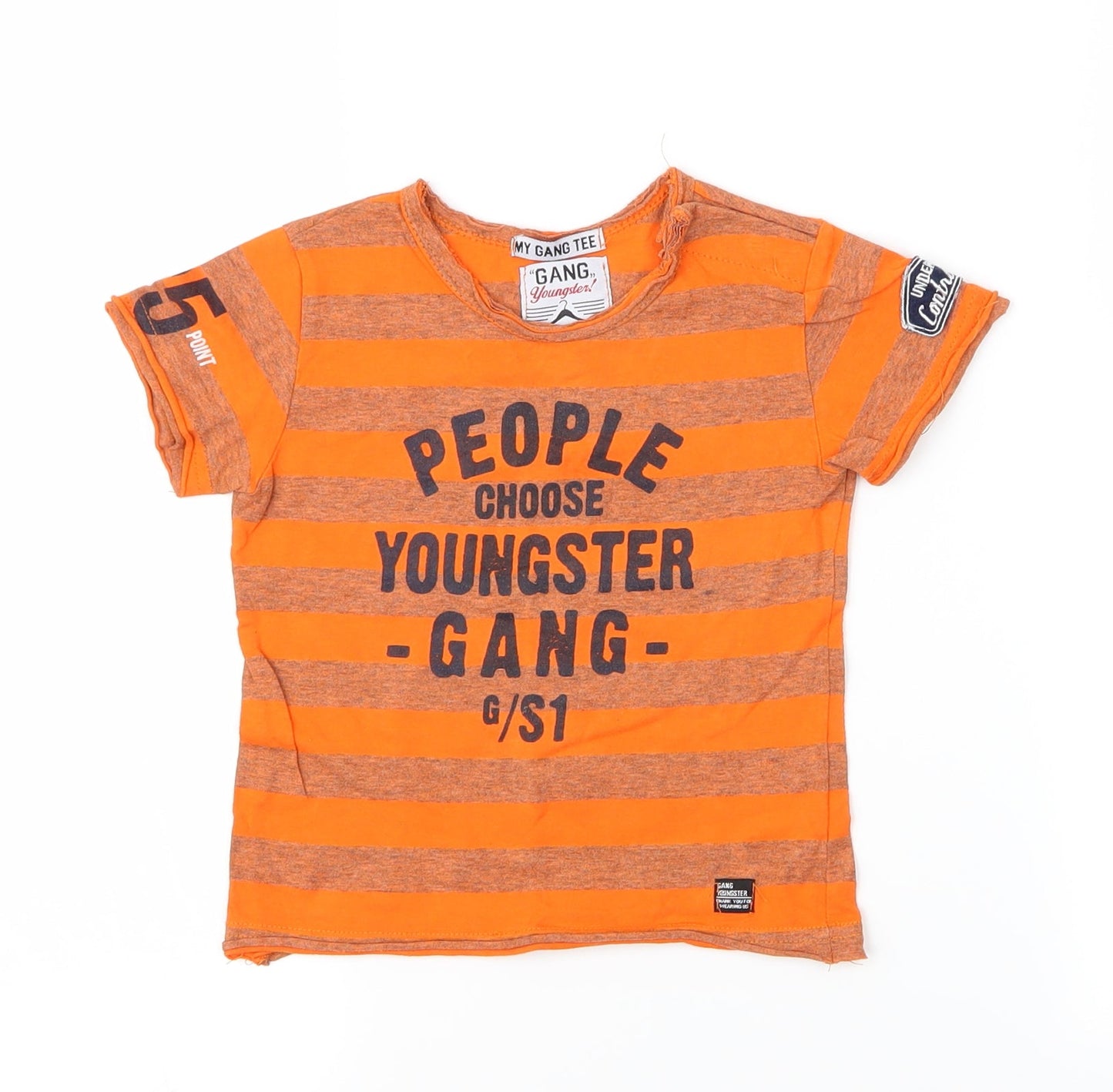 Gang Boys Orange Striped  Basic T-Shirt Size 12-18 Months