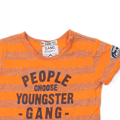Gang Boys Orange Striped  Basic T-Shirt Size 12-18 Months