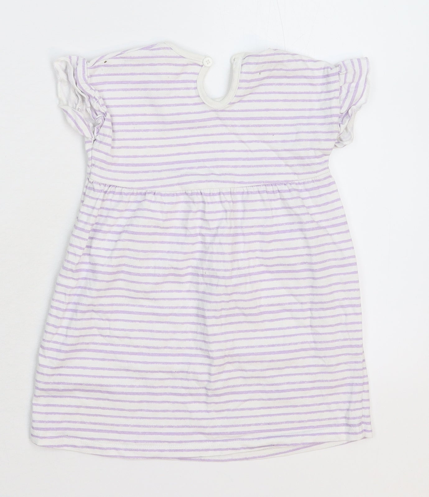 George Girls White Striped  T-Shirt Dress  Size 12-18 Months