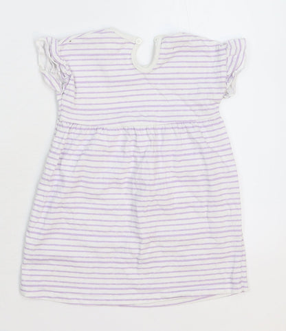 George Girls White Striped  T-Shirt Dress  Size 12-18 Months