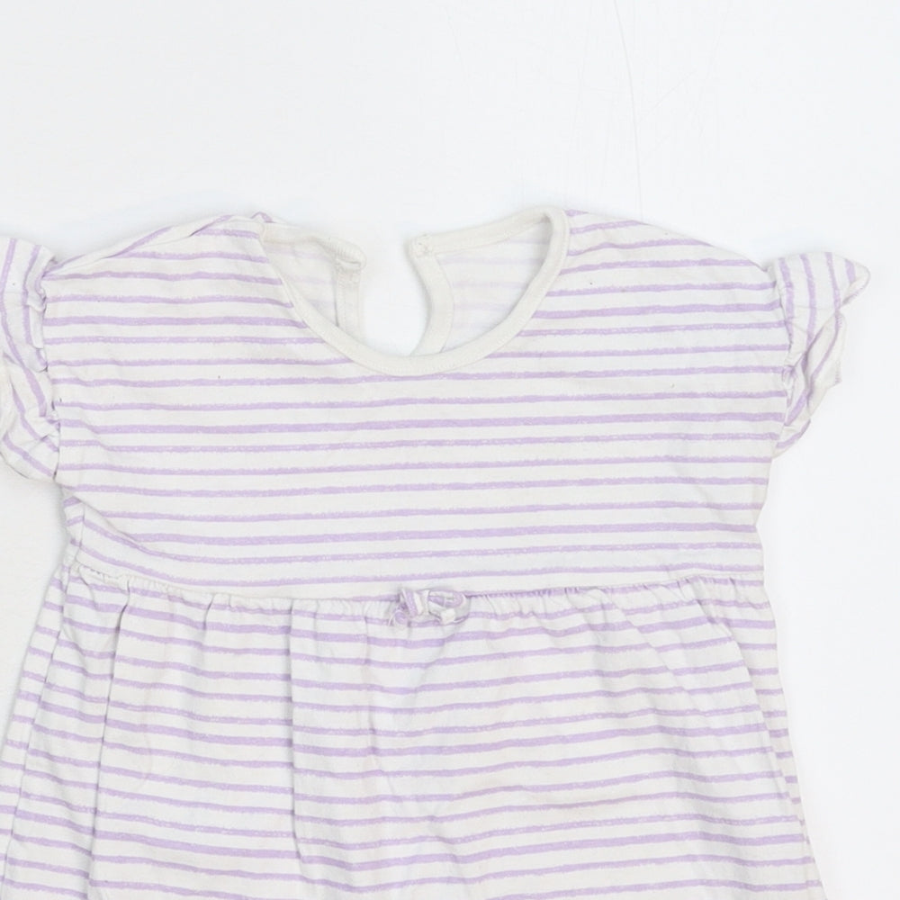 George Girls White Striped  T-Shirt Dress  Size 12-18 Months