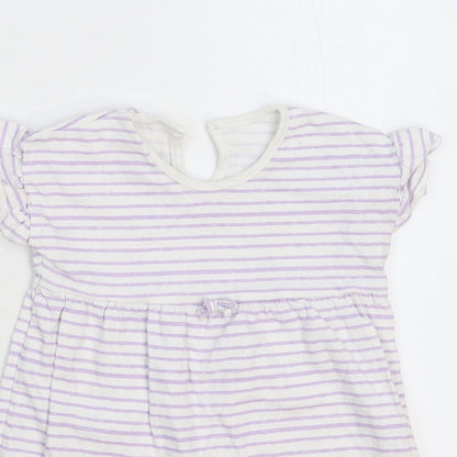 George Girls White Striped  T-Shirt Dress  Size 12-18 Months