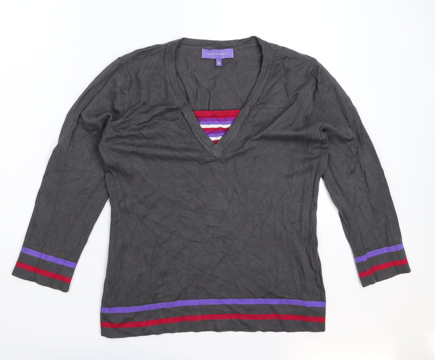 Autonomy Womens Grey  Knit Pullover Jumper Size 14