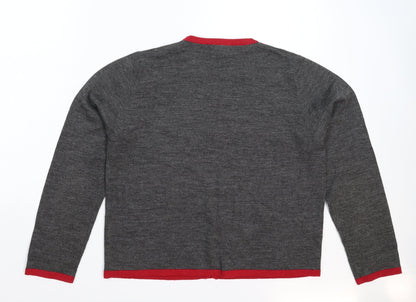 AMARANTO Womens Grey  Knit Cardigan Jumper Size L