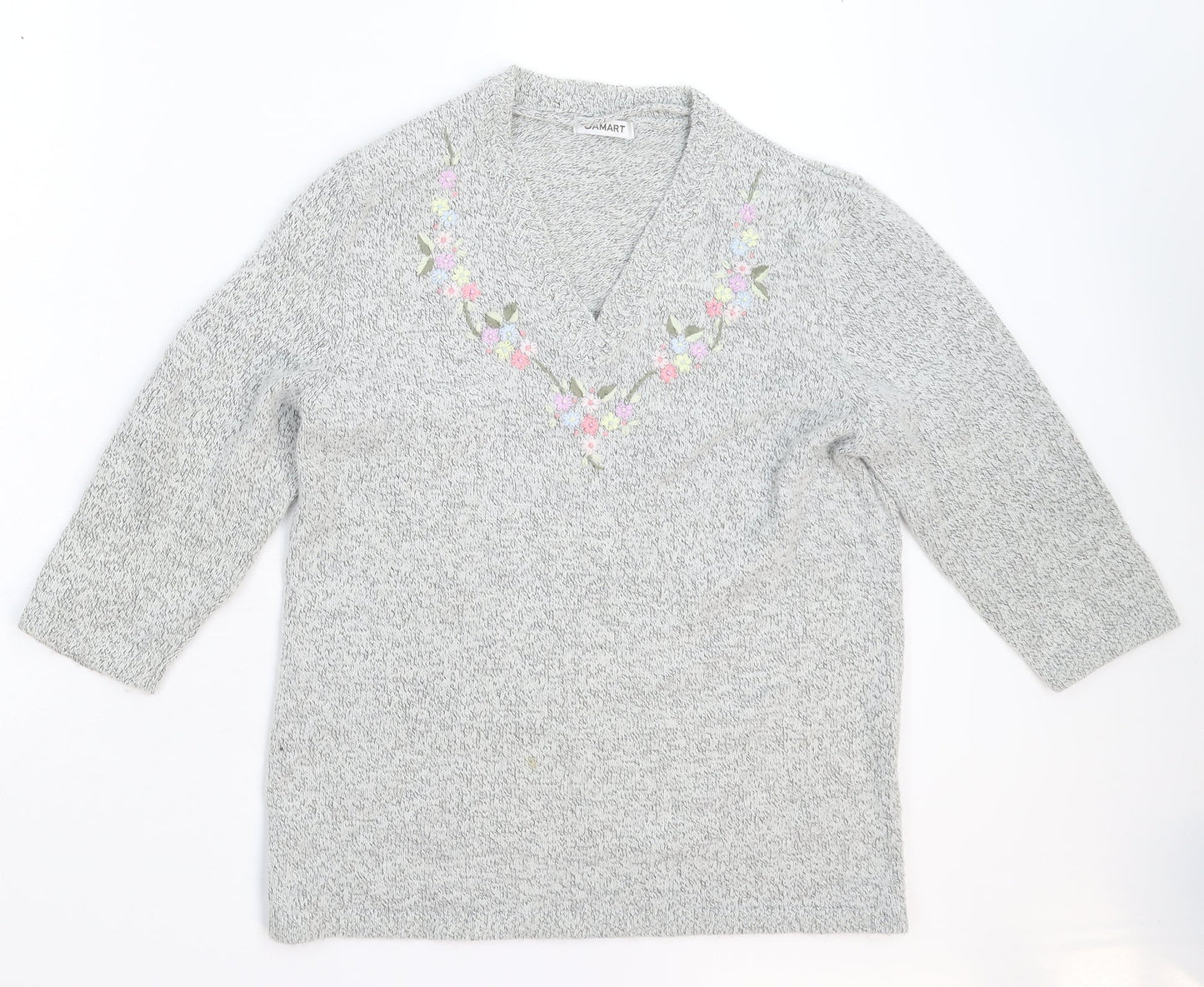 Damart Womens Grey  Knit Pullover Jumper Size 12