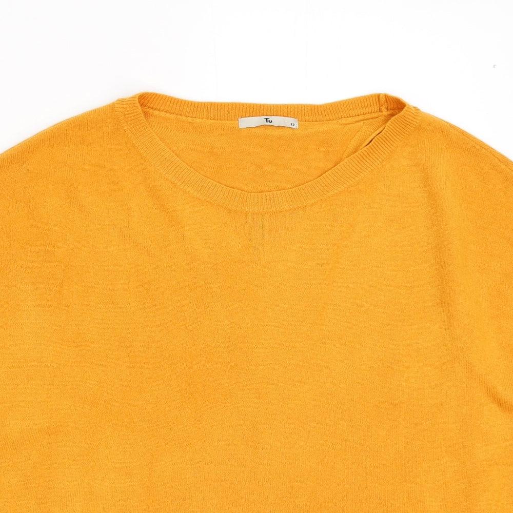 TU Womens Yellow  Knit Pullover Jumper Size 12