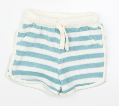 Marks and Spencer Baby Blue Striped  Cropped Trousers Size 3-6 Months