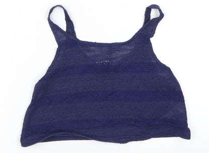 New Look Girls Blue Striped  Cropped Tank Size 9 Years