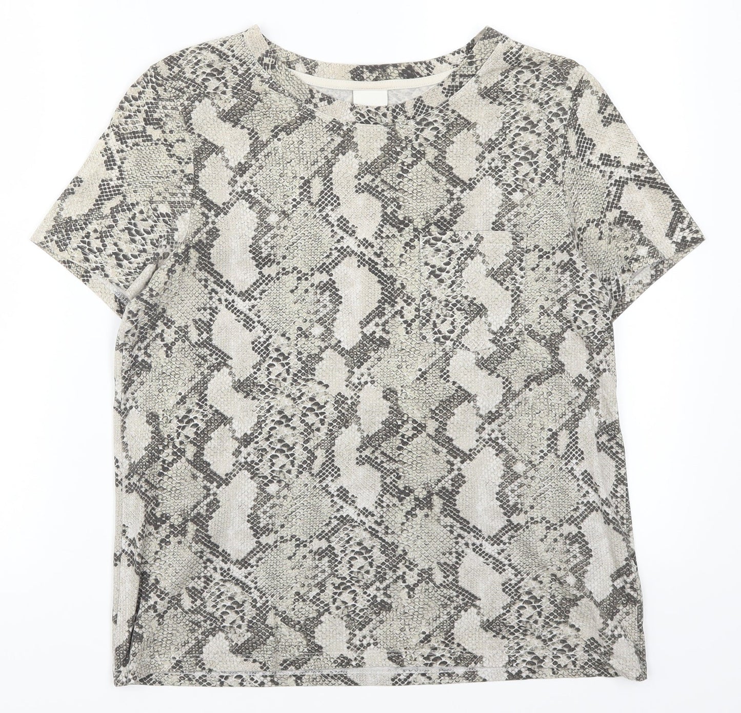 Womens UK Size S H&M Beige Basic T-Shirt