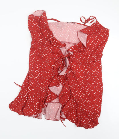 SheIn Womens Red Geometric  Basic Blouse Size S