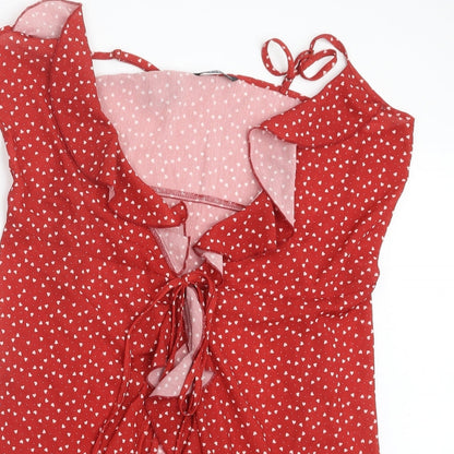 SheIn Womens Red Geometric  Basic Blouse Size S