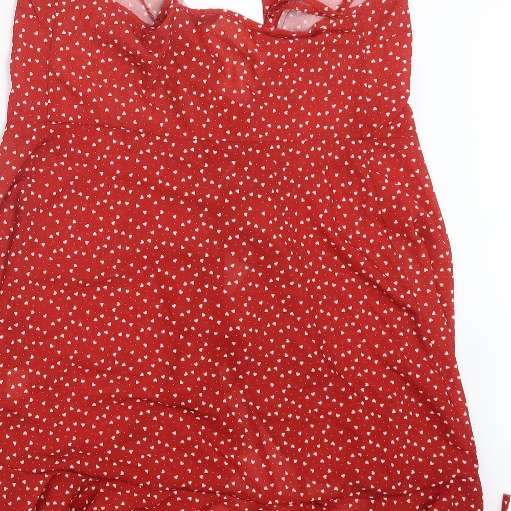 SheIn Womens Red Geometric  Basic Blouse Size S