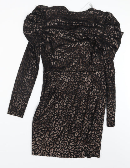 Dorothy Perkins Womens Black Animal Print  Mini  Size 8
