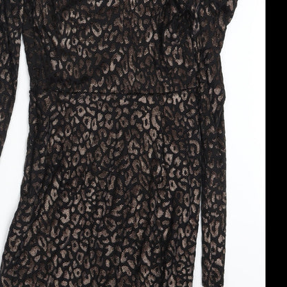 Dorothy Perkins Womens Black Animal Print  Mini  Size 8