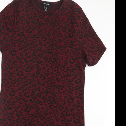 New Look Womens Red Animal Print  T-Shirt Dress  Size 8
