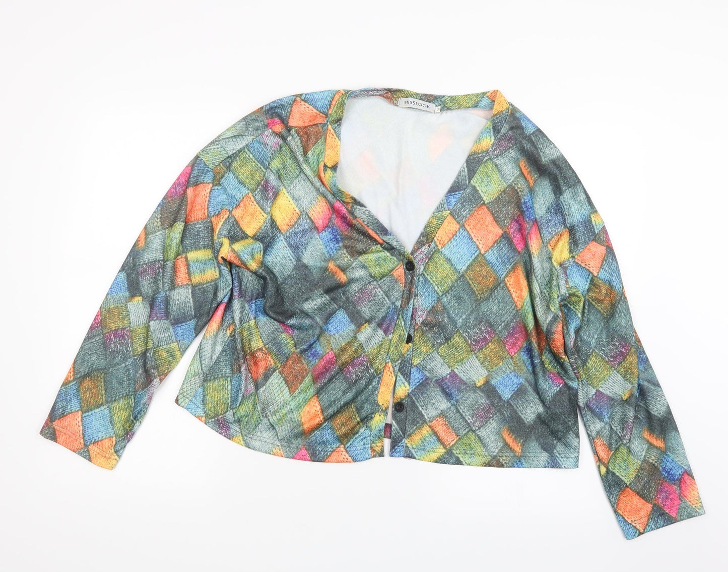 Womens UK Size M MissLook Green Cardigan Jumper