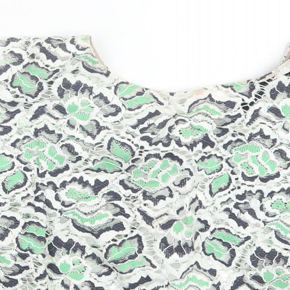 French Connection Womens Green  Lace Cropped Blouse Size 10