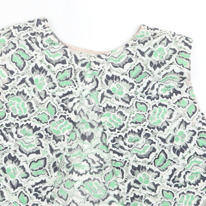 French Connection Womens Green  Lace Cropped Blouse Size 10