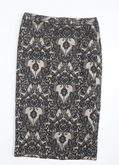 Marks and Spencer Womens Black Geometric  Straight & Pencil Skirt Size 8