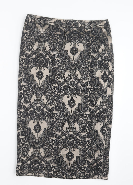Marks and Spencer Womens Black Geometric  Straight & Pencil Skirt Size 8