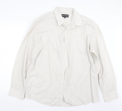 Autograph Mens Beige Striped   Button-Up Size L
