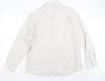 Autograph Mens Beige Striped   Button-Up Size L
