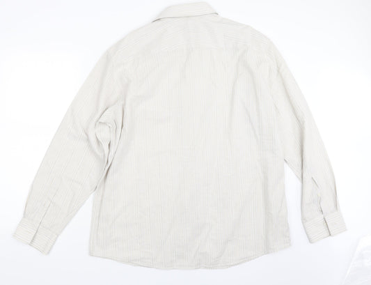 Autograph Mens Beige Striped   Button-Up Size L