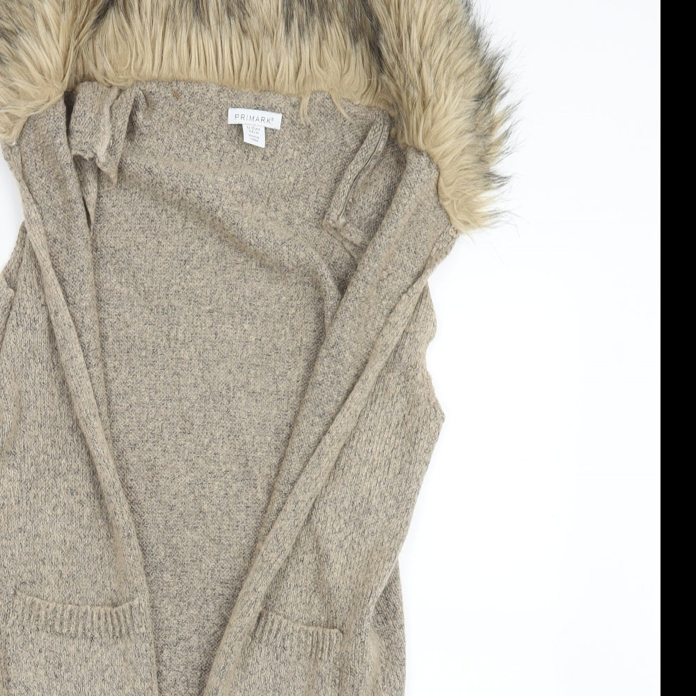 Primark Girls Beige  Knit Cardigan Jumper Size 12-13 Years